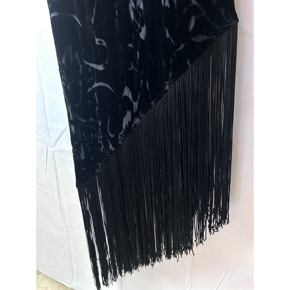 Robbie Bee Womens Size 6 Velvet Burnt Out Tassles Dress - Picture 7 of 9